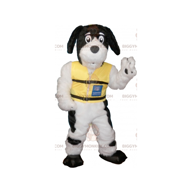 Schwarz gefleckter weißer Hund BIGGYMONKEY™ Maskottchen-Kostüm