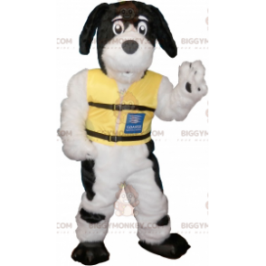 Costume mascotte BIGGYMONKEY™ cane bianco maculato nero -