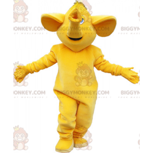 Costume de mascotte BIGGYMONKEY™ d'éléphant géant tout jaune -