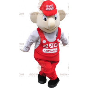 BIGGYMONKEY™ Snowman In Overalls And Cap Mascot Costume -