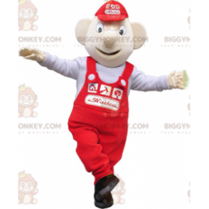 BIGGYMONKEY™ Snowman In Overalls And Cap Mascot Costume -