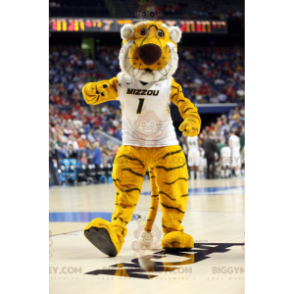 Yellow White and Black Tiger BIGGYMONKEY™ Mascot Costume -