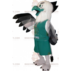 Kostium maskotki biało-zielony ptak BIGGYMONKEY™ w odzieży