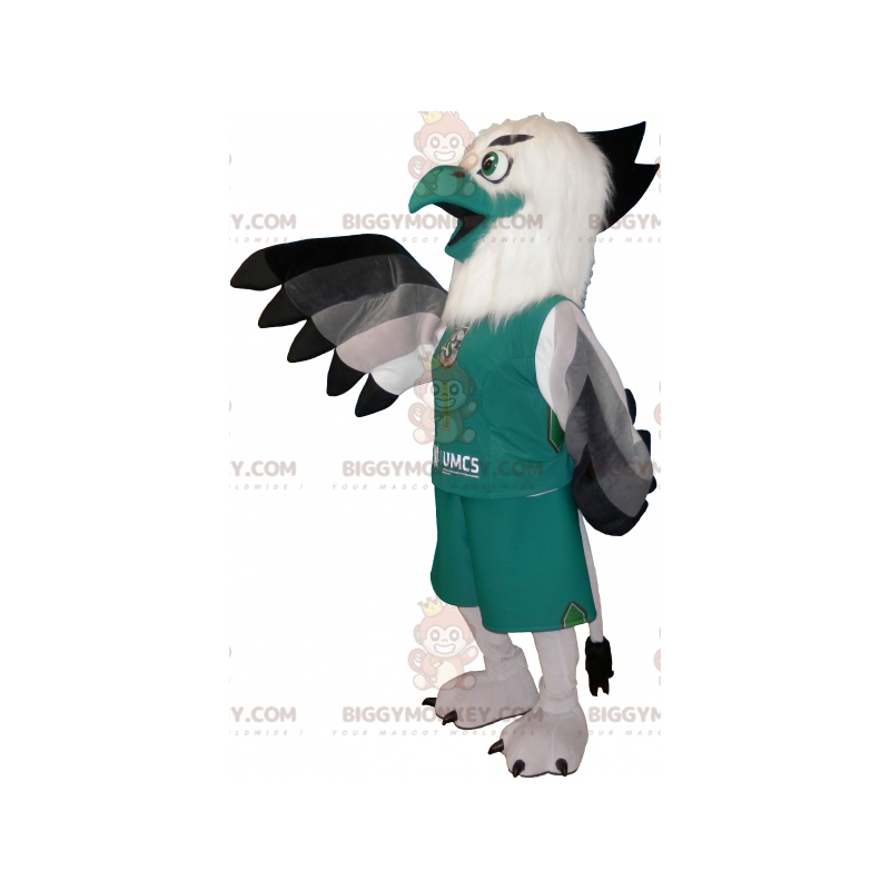 Costume da mascotte BIGGYMONKEY™ uccello bianco e verde in