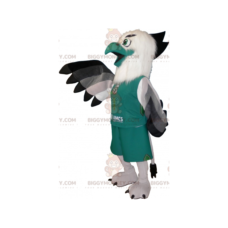 White and Green Bird BIGGYMONKEY™ Mascot Costume In Sportswear