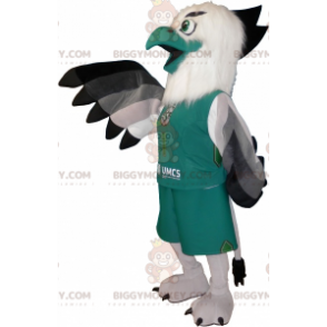 Witte en groene vogel BIGGYMONKEY™ mascottekostuum in