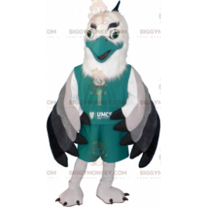Traje de mascote de pássaro branco e verde BIGGYMONKEY™ em