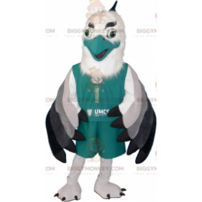 White and Green Bird BIGGYMONKEY™ Mascot Costume In Sportswear