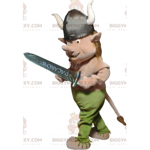 Disfraz de mascota vikingo realista BIGGYMONKEY™ con casco y