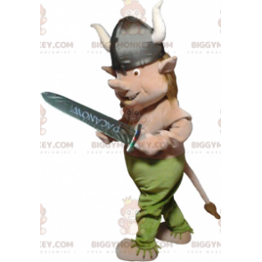 Fato de mascote viking realista BIGGYMONKEY™ com capacete e