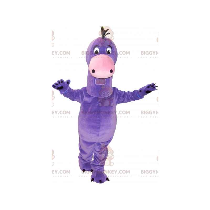 Traje de mascote de dinossauro gigante roxo muito fofo