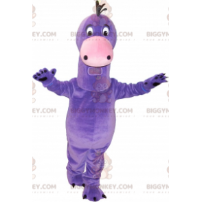 Velmi roztomilý kostým maskota obřího fialového dinosaura