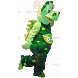 Traje de mascote de crocodilo verde gigante e muito realista