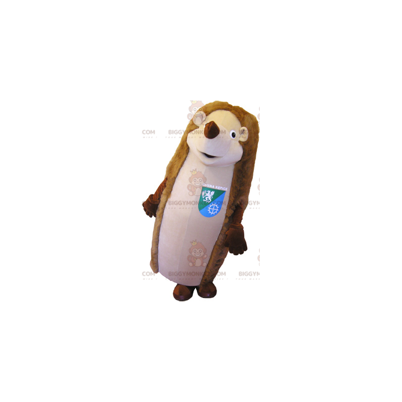 Costume de mascotte BIGGYMONKEY™ de hérisson marron et beige