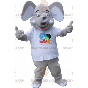 BIGGYMONKEY™ maskotkostume Grå elefant med store ører -