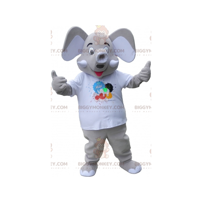 BIGGYMONKEY™ Mascot Costume Gray Elephant with Big Ears –