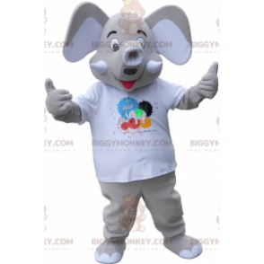 BIGGYMONKEY™ Costume da mascotte Elefante grigio con grandi