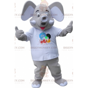 BIGGYMONKEY™ maskotkostume Grå elefant med store ører -