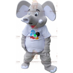 BIGGYMONKEY™ Mascottekostuum Grijze olifant met grote oren -
