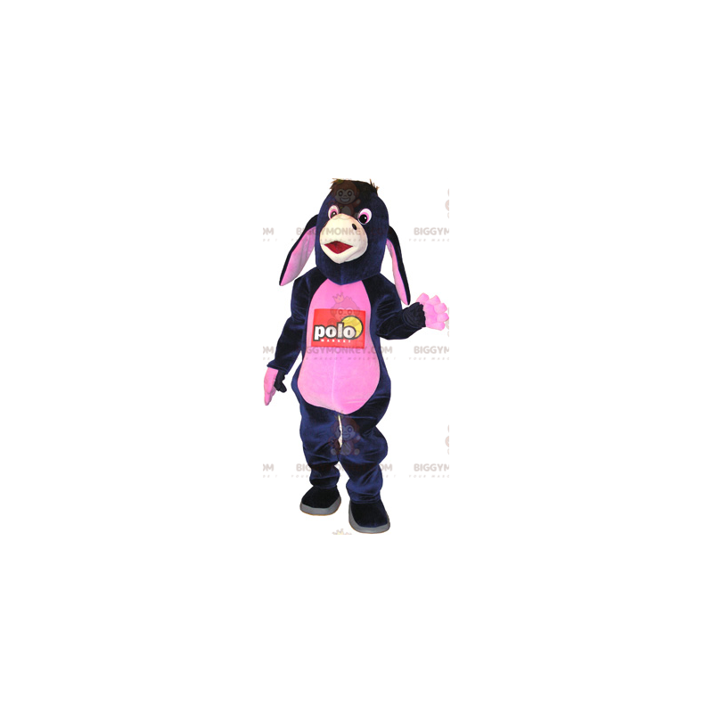 Divertente costume mascotte asino nero e rosa BIGGYMONKEY™ -