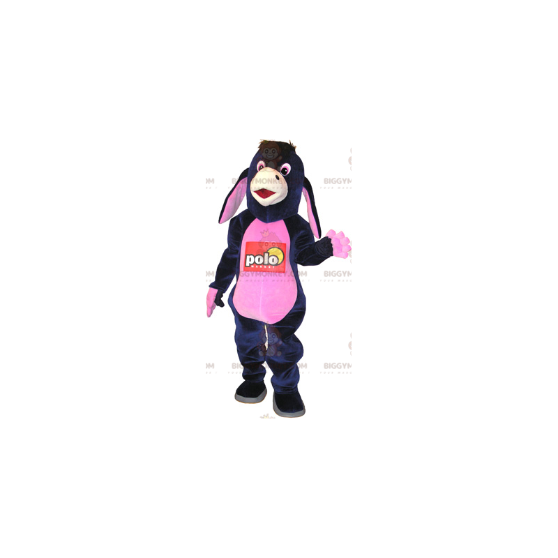 Traje de mascote engraçado de burro preto e rosa BIGGYMONKEY™ –