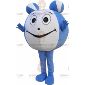 BIGGYMONKEY™-mascottekostuum met blauwe en witte bal.