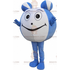 Disfraz de mascota BIGGYMONKEY™ de bola azul y blanca. Disfraz