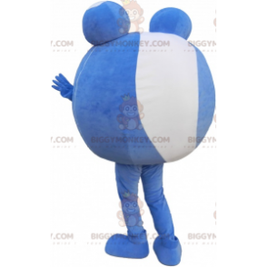 Fato de mascote BIGGYMONKEY™ com bola azul e branca. Traje de