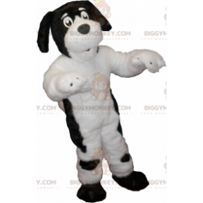 Costume de mascotte BIGGYMONKEY™ de chien blanc avec des tâches