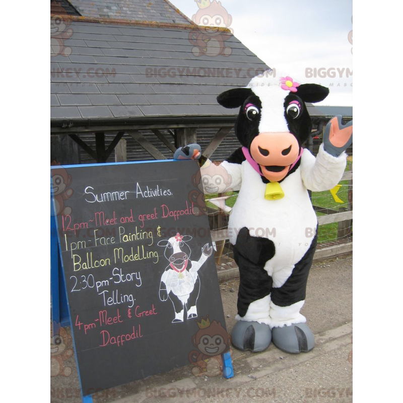 Very Cute Black and White Cow BIGGYMONKEY™ Mascot Costume –