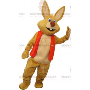 Giant Brown Rabbit BIGGYMONKEY™ maskottiasu liivillä -
