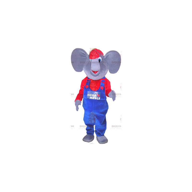 Elefant BIGGYMONKEY™ Maskottchenkostüm in Blau und Rot -