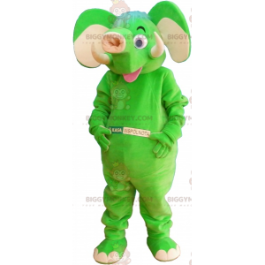 Traje de mascote de elefante verde neon BIGGYMONKEY™ –