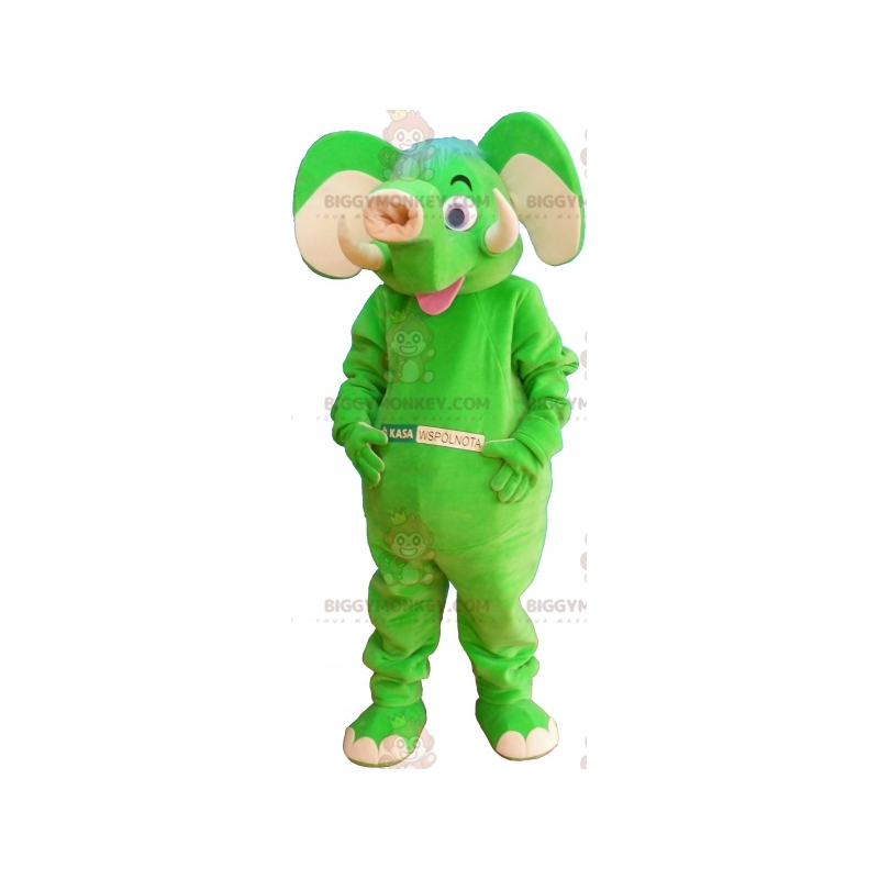 Costume de mascotte BIGGYMONKEY™ d'éléphant vert fluo -