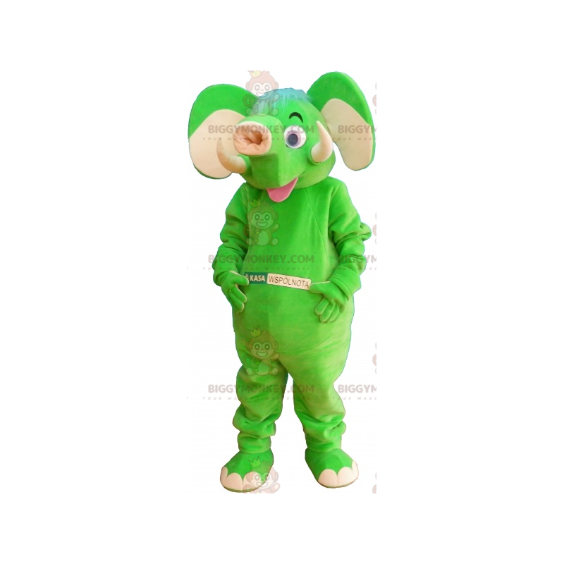 Disfraz de mascota elefante verde neón BIGGYMONKEY™ -