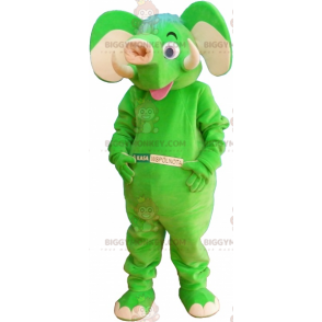 Costume de mascotte BIGGYMONKEY™ d'éléphant vert fluo -