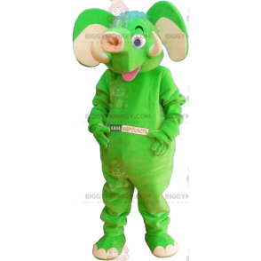 Disfraz de mascota elefante verde neón BIGGYMONKEY™ -