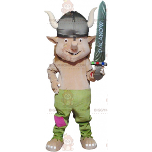 Disfraz de mascota vikingo realista BIGGYMONKEY™ con casco y