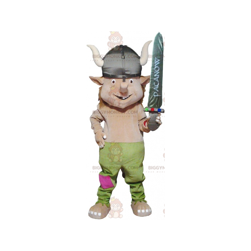 Fato de mascote viking realista BIGGYMONKEY™ com capacete e