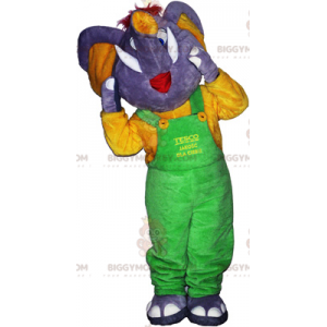 Disfraz de mascota BIGGYMONKEY™ Elefante gris con overol verde