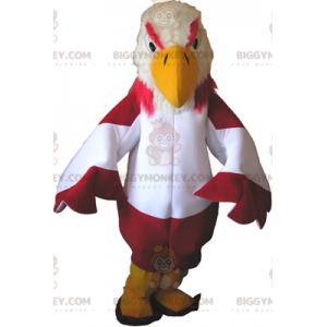 BIGGYMONKEY™ Costume da mascotte di avvoltoio rosso e bianco