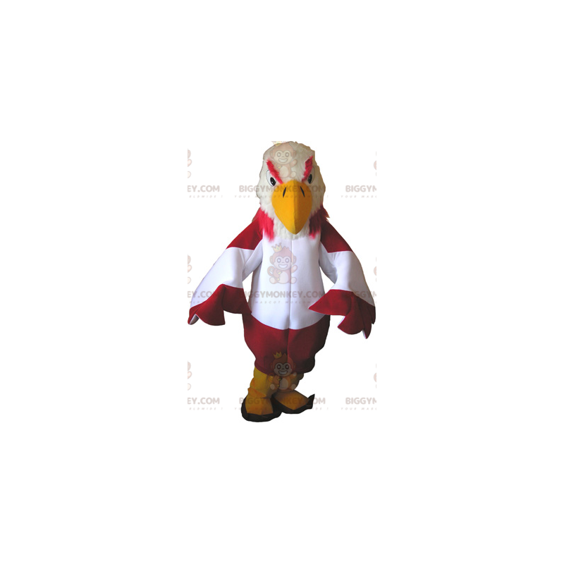 Traje de mascote BIGGYMONKEY™ de abutre vermelho e branco com