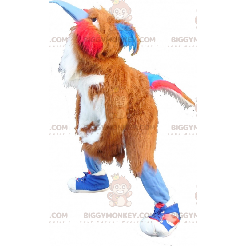 Costume de mascotte BIGGYMONKEY™ d'oiseau marron blanc rouge et