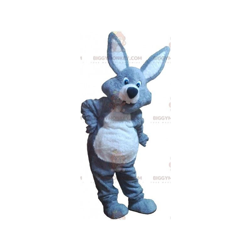 Disfraz de mascota de conejo gigante gris y blanco BIGGYMONKEY™