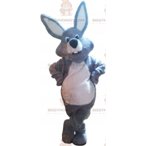 Costume da mascotte gigante grigio e coniglio bianco