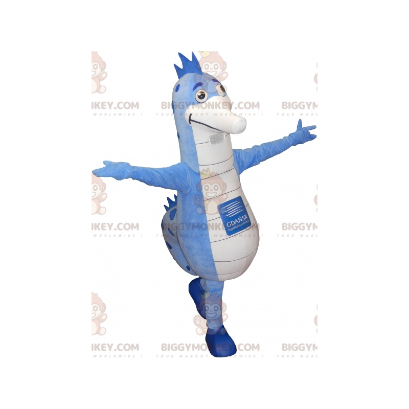 Big Blue and White Seahorse BIGGYMONKEY™ Mascot Costume –