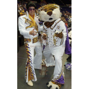 Tiger BIGGYMONKEY™ Mascot Costume Dressed As Elvis –