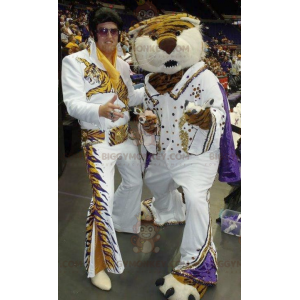 Tiger BIGGYMONKEY™ mascottekostuum verkleed als Elvis -