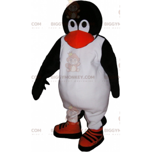 Traje de mascote de pinguim preto e branco bonito e cativante