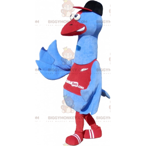 Blau-roter Riesen-Seevogel BIGGYMONKEY™ Maskottchen-Kostüm mit